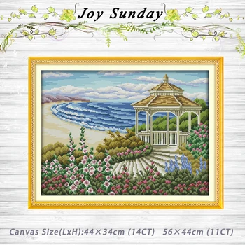 

The seaside observation deck decor painting dmc 14CT 11CT counted cross stitch kits embroidery set Needlework Set Home decor
