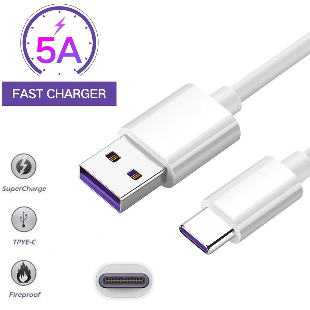 SuperCharge 5A 3A USB C зарядное устройство type C USB кабель 0,25 0,5 1,5 2 м Быстрая зарядка 3,0 быстрая зарядная лента C кабель для телефонов huawei