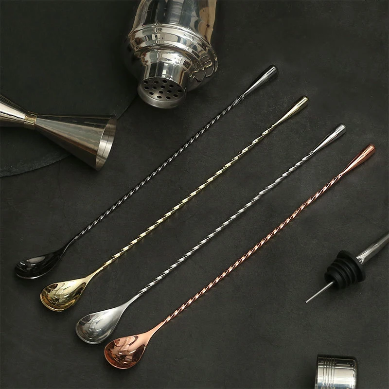 Stainless Steel Stiring Spoons Long Handle Mixing Cocktail Spoons For