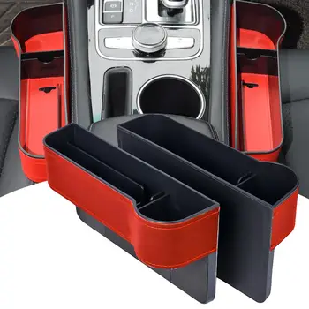 

2PCS/Pair Universal Passenger Driver Side Car Seat Gap Storage Box for Pocket Organizer Phone Holders Brown/Red