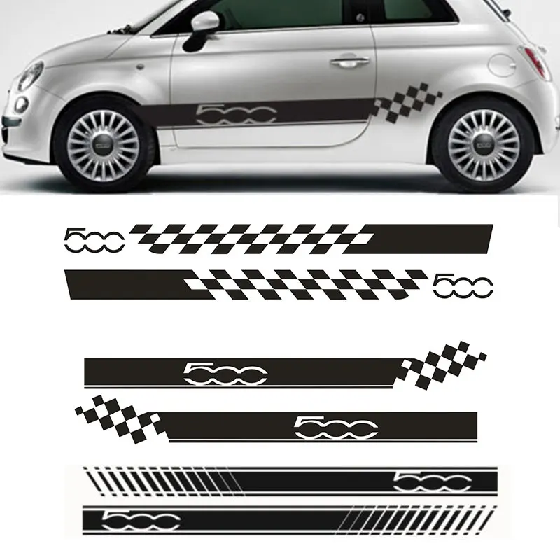 YONGXUN-FOR-FIAT-500-DECALS-Side-Stripe-Sticker-Abarth-Racing-Graphic-Vinyl-Car-Stickers-da-500