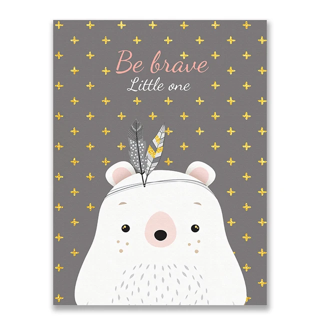 Dream Big Animal Bear Cartoon Print Canvas Painting Moon Star Poster Wall Art Pictures For Nursery Kids Bedroom Decoration Painting Calligraphy Aliexpress