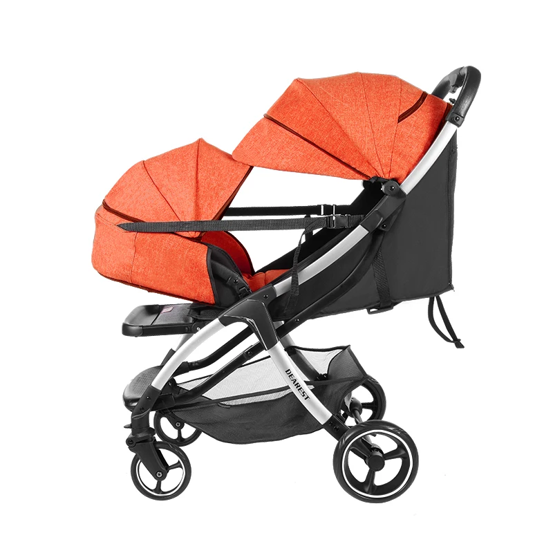 Dearest A10 Light Weight Baby Stroller pram 2 in 1 With 4 Big Wheels new born fast one hand fold EN1888 small fold size