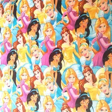 110 см ширина Мультфильм Красота принцесса с принтом хлопчатобумажная одежда для Гир постельных принадлежностей Hometextile занавес наволочка DIY-BK582