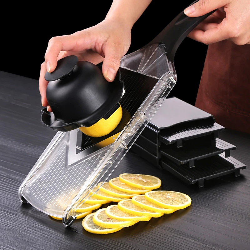 Ручной измельчитель для овощей Mandoline V Slicer с 5 сменными лезвиями овощерезка