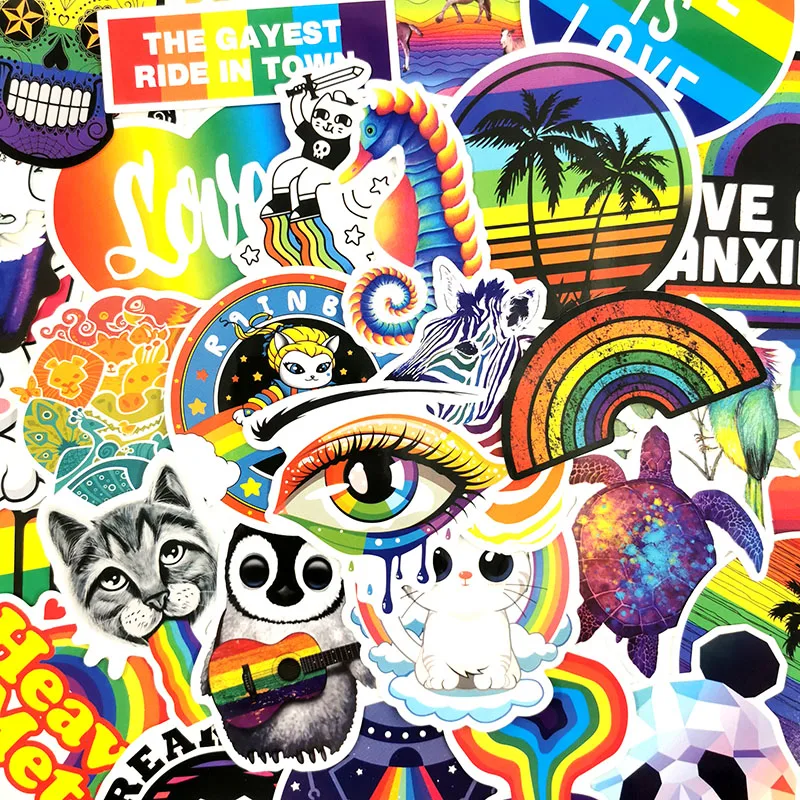 100PCS/Pack Cartoon Vsco Rainbow Stickers Waterproof For Laptop Fridge Phone Skateboard Travel Suitcase Luggage Cool Sticker