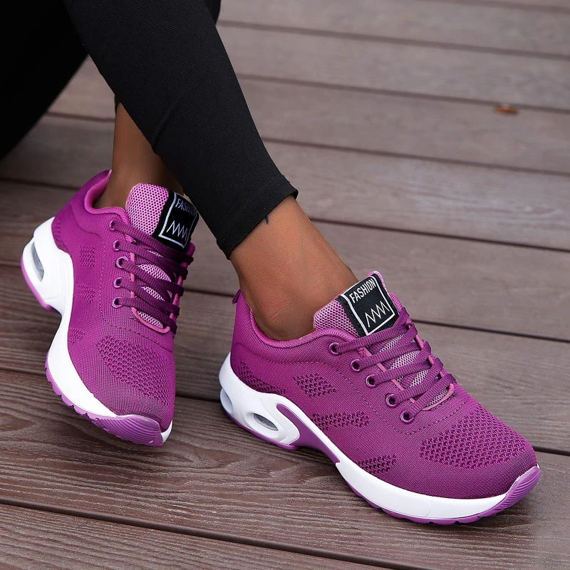 Zapatillas deportivas de gran tamaño con cámara aire para mujer, zapatos deportivos transpirables para correr, color morado, 0097|Zapatillas correr| - AliExpress