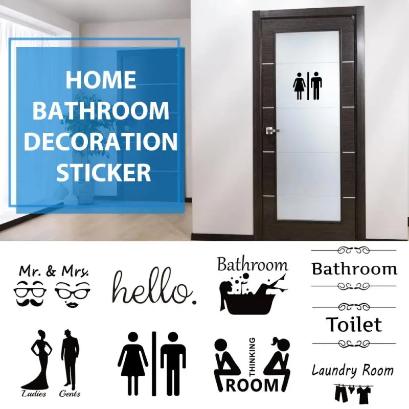 WC Toilet Entrance Sign Door Stickers For Public Place Home Decoration Creative WC Toilet Entrance Sign Door Stickers For Public Place Home Decoration Creative