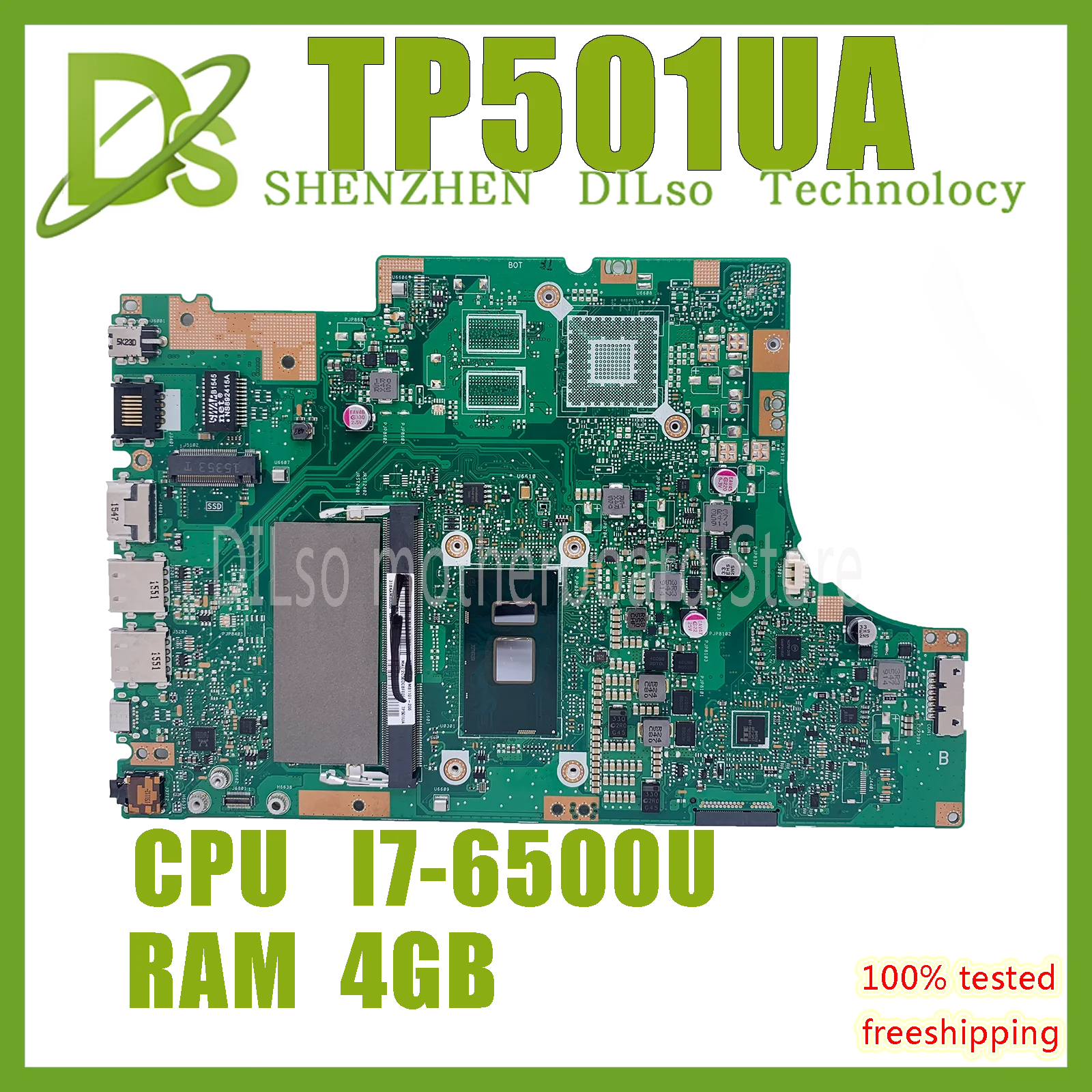 Оригинальная материнская плата TP501UA для ASUS TP501UB TP501UQ TP501U TP501 ноутбука I7-6500U 4 Гб 100%