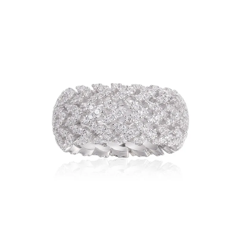 SLJELY Luxury Couture 925 Sterling Silver Big Ears of Wheat Heart Shap Finger Ring Full Micro Cubic Zirconia for Women Jewelry | Украшения