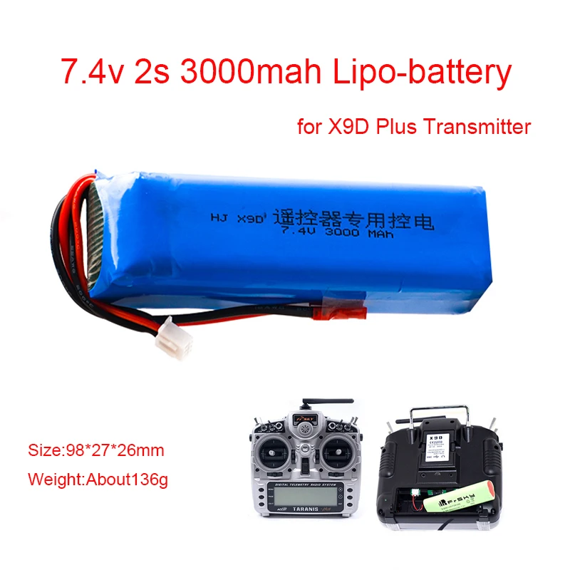 Обновленная аккумуляторная батарея Lipo 2S 3000 мАч 7 4 В для Frsky Taranis X9D Plus передатчик