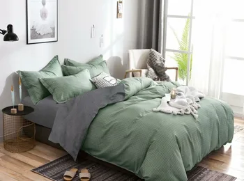 

Quilt Cover Pillow Cover 2Pcs Home Textile Kit Plain Simple Solid Color Plaid Bedding Comfortable Soft Breathable