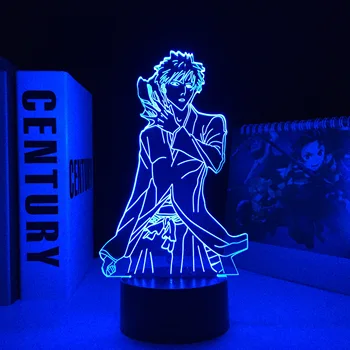 Anime Bleach lampa 3D Ichigo Kurosaki do dekoracja sypialni Nightlight fajny prezent urodzinowy Manga Bleach akrylowe LED lampka nocna tanie i dobre opinie Asmarluxx atmosferyczne cartoon CN (pochodzenie) ROHS Z certyfikatem VDE NONE Lampki nocne Z tworzywa sztucznego Żarówki LED