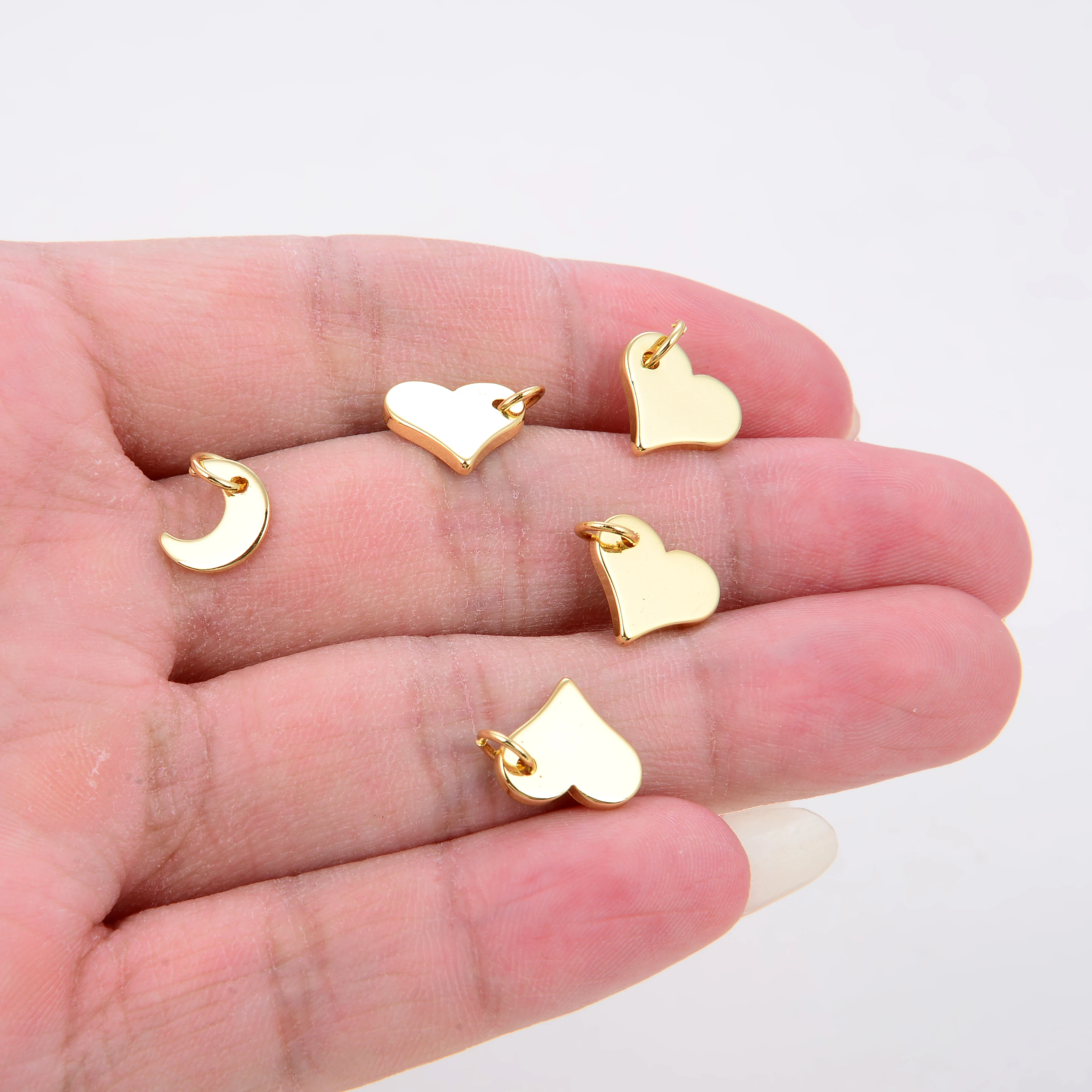 Gold Plated Colorful Happy Face & Heart Charm Attachment