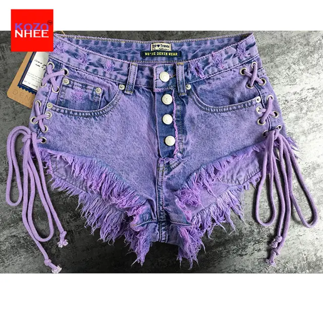 short jeans roxo