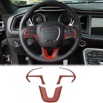

Car Steering Wheel Cover Trim for Dodge Challenger 2015-2019, Red Carbon Fiber