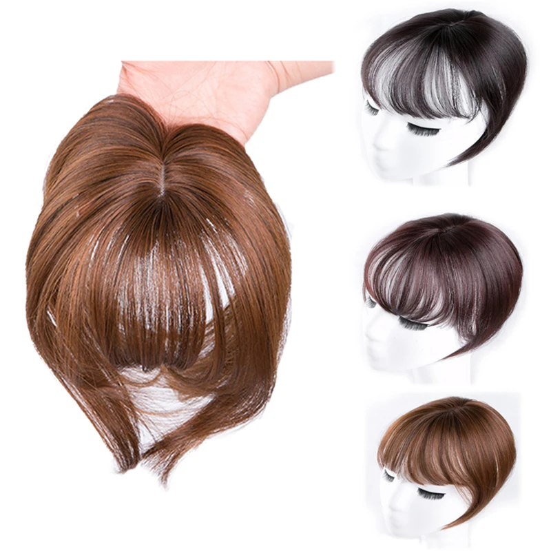 

Black/Light Brown Clip On Bangs Hairpieces for Women Bangs Clip In Hair Extensions Synthetic High Temperature Fiber