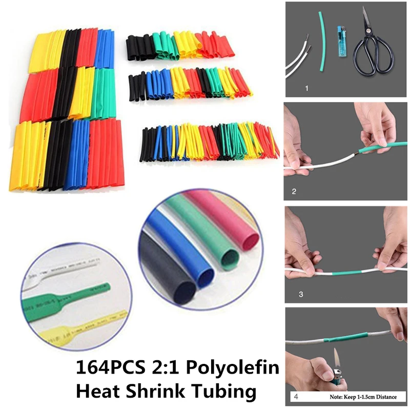 70/127/164/328pcs Polyolefin Shrinking Assorted Heat Shrink Tube Wire Cable Insulated 2:1 Shrinkable Sleeving Tubing Set | Электронные