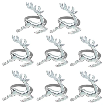 

Napkin Rings, 8Pcs Silver Elk Chic Napkin Rings for Place Settings, Wedding Receptions, Christmas, Thanksgiving and Home Kitchen