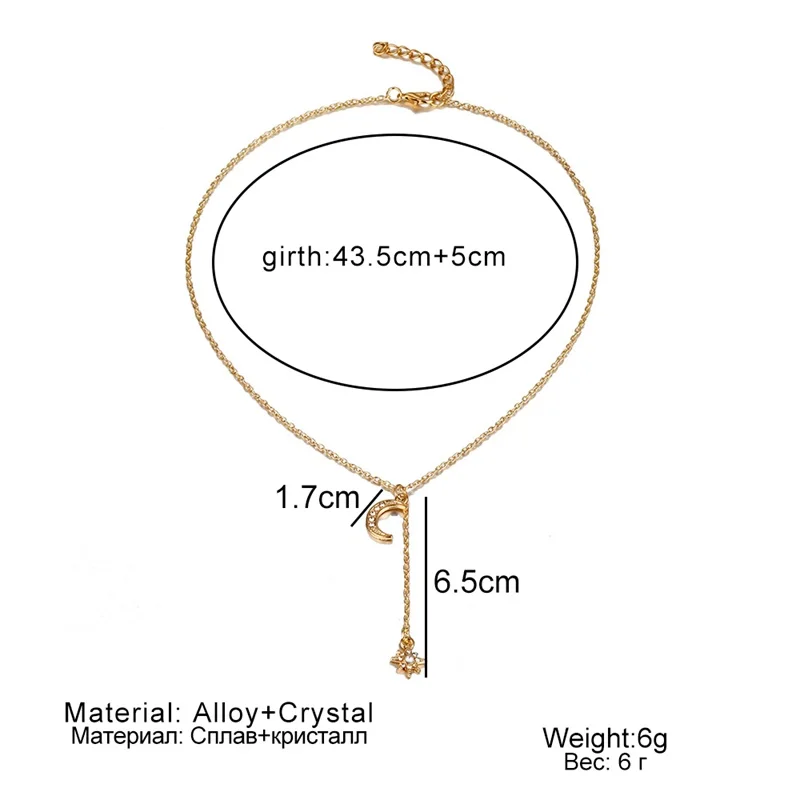 KISSWIFE новые ювелирные изделия в стиле "Бохо" кристаллы Луна и звезда колье ожерелье s для женщин винтажное модное ожерелье с подвеской ювелирные изделия