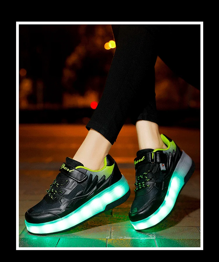 USB Charging Children Roller Skate Casual Shoes Boys Girl Automatic Jazzy LED Lighted Flashing Kids Glowing Sneakers with Wheels extra wide children's shoes