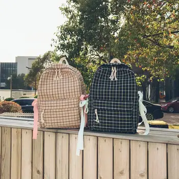 

Camping Backpack Handbag School Backpack Travel Backpack Leisure Bag Plaid Style Canvas GIRL Teenagers Female Shoulder Bag