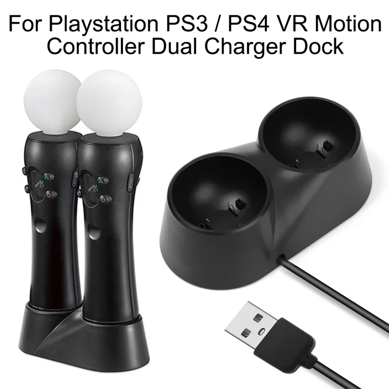 Non-Slip Rubber Pad Dual Charger Dock for PS3 / PS4 VR Motion Controller Playstation Move Charging Station Stand | Электроника