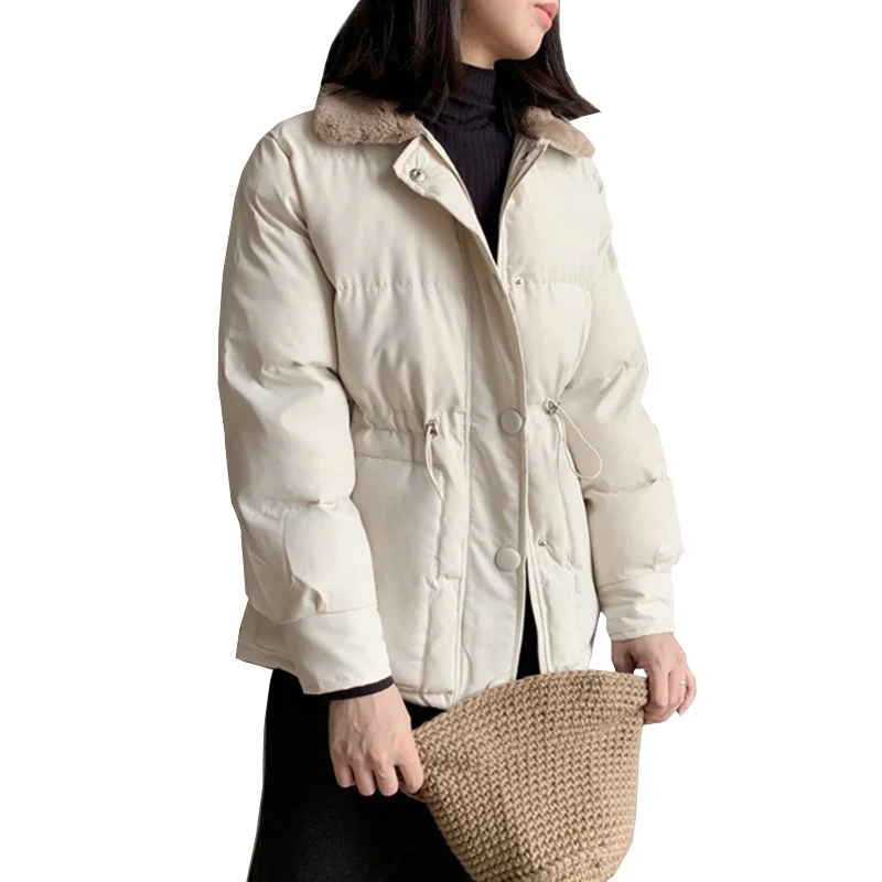 Abrigos Mujer Invierno парка с отложным воротником короткая хлопковая стеганая куртка теплая зимняя куртка женская однотонная зимняя куртка женская s