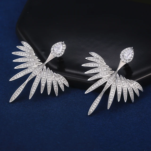 Huitan Spread Wing Hyperbole Women Party Earring Special Detachable Earrings Micro Pave CZ Evening Party Accessories New Earring 2