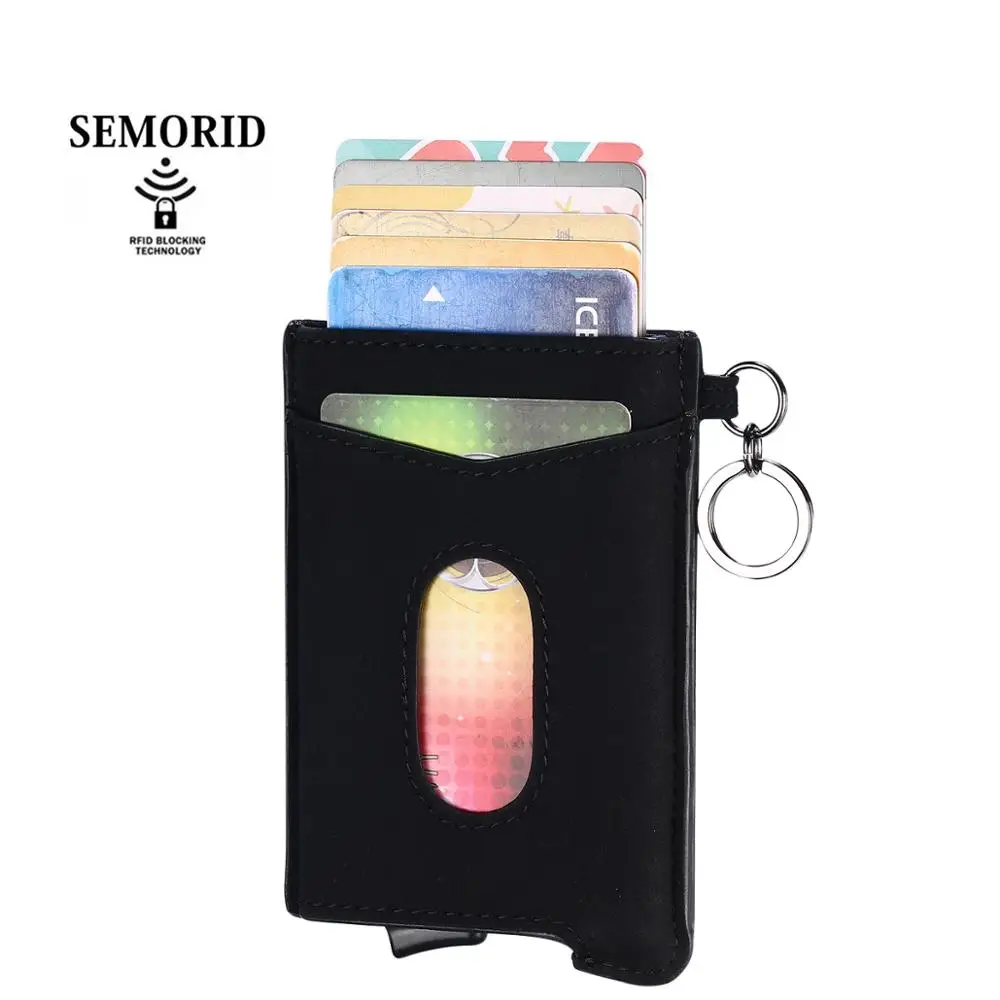 

SEMORID Carbon Fiber Card Holder Smart Wallets Automatic Pop-up Pocket Case Slim Credit card Aluminum Metal Wallet