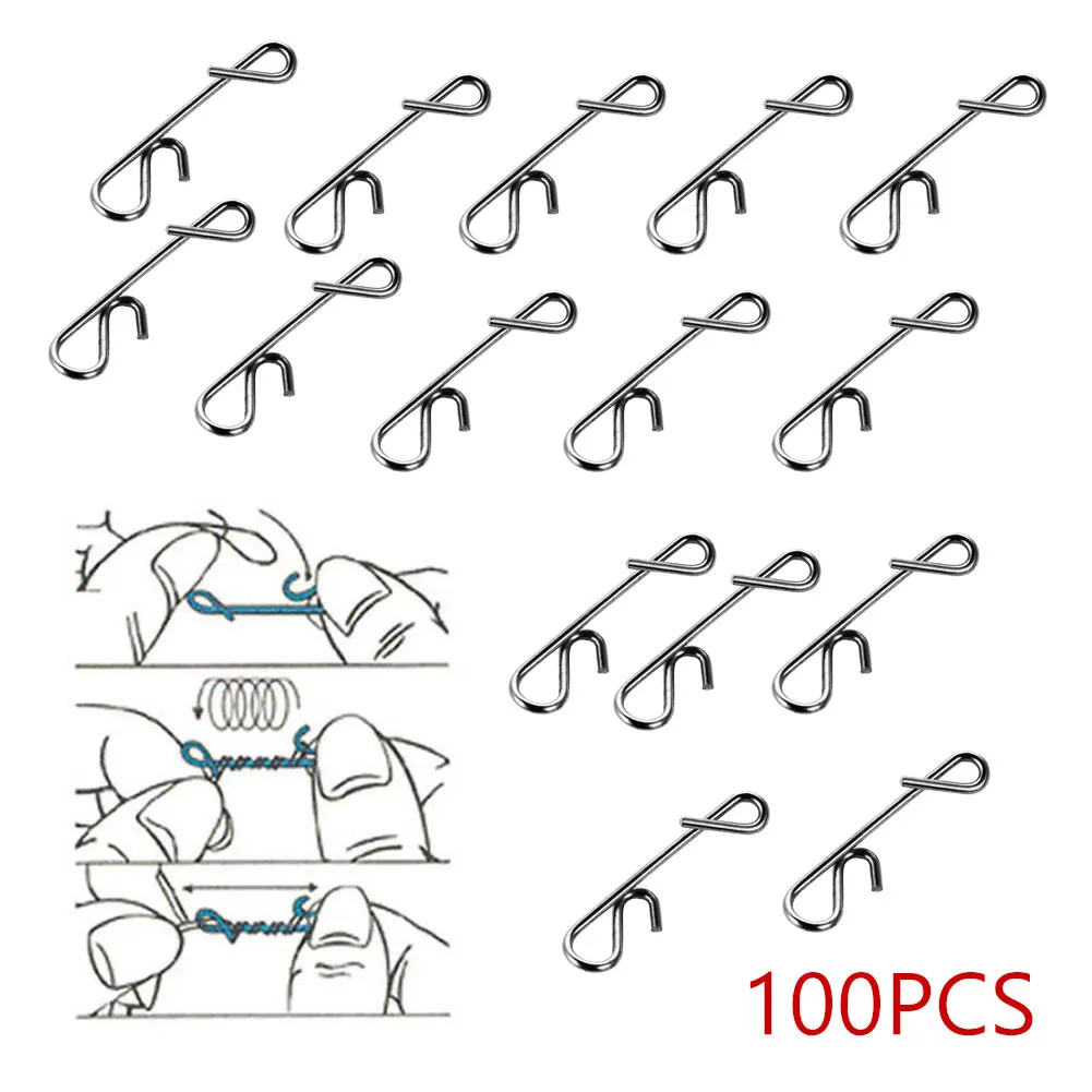 100pcs Fishing Snap Fast Clips Fishing No Knot Snap Saltwater Freshwater Swivels 