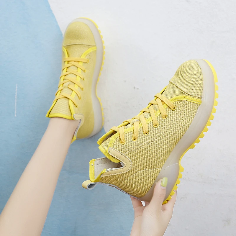 

2020 Spring New Brand High-top Canvas Good Quality Shoes Female Soft Sneakers Printing Dyeing Famous Women Trainers Shoes W31-72