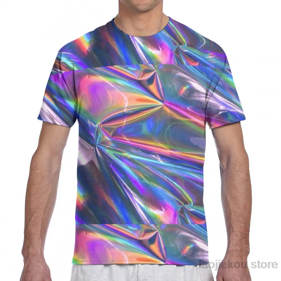

Holographic Material men T-Shirt women all over print fashion girl t shirt boy tops tees summer Short Sleeve tshirts