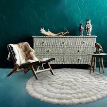 Американский стиль натуральный Лисий Мех ковер пэтчворк, круглая форма натуральный Лисий Мех декоративный коврик, меховой коврик