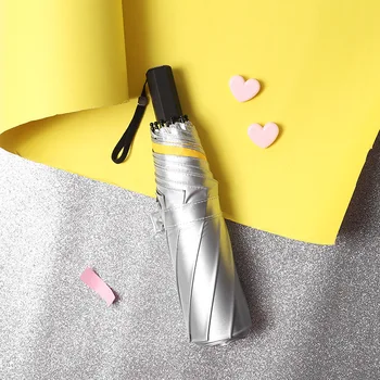 

Simple Design Clear Umbrella Rain Women Windproof Folding Umbrellas Titanium Silver Coating Sun Umbrella UV Parasol Guarda Chuva