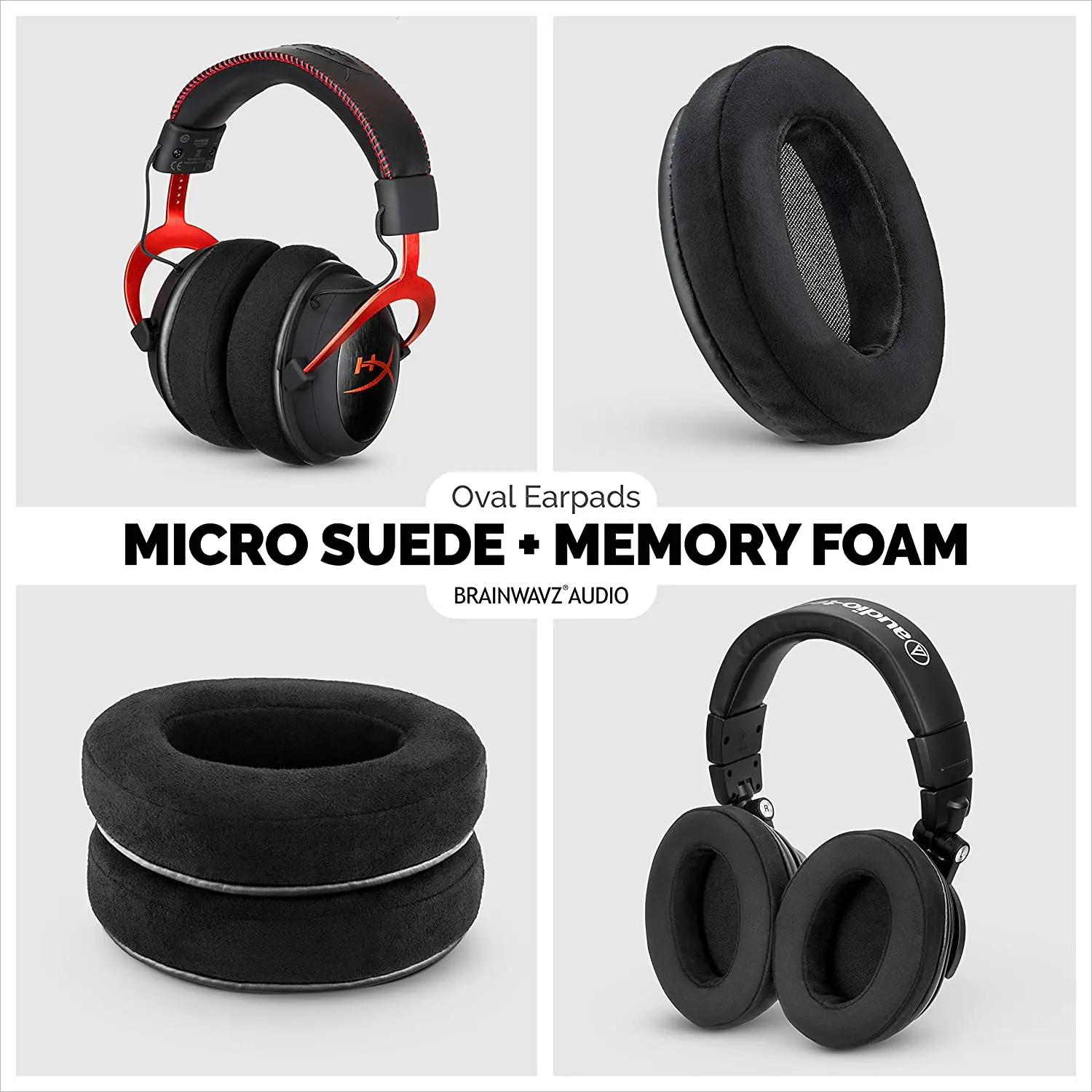 BRAINWAVZ Micro Suede EarPads ATH M50X, M50XBT, M40X, HyperX,SHURE