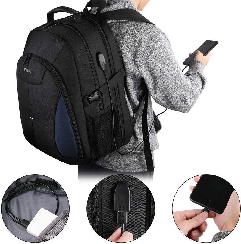 Matein рюкзак, женская школьная сумка для ноутбука, 17 дюймов, многофункциональная, водонепроницаемая, USB зарядка, порт, походная, дорожная сумка, мужской рюкзак в деловом стиле