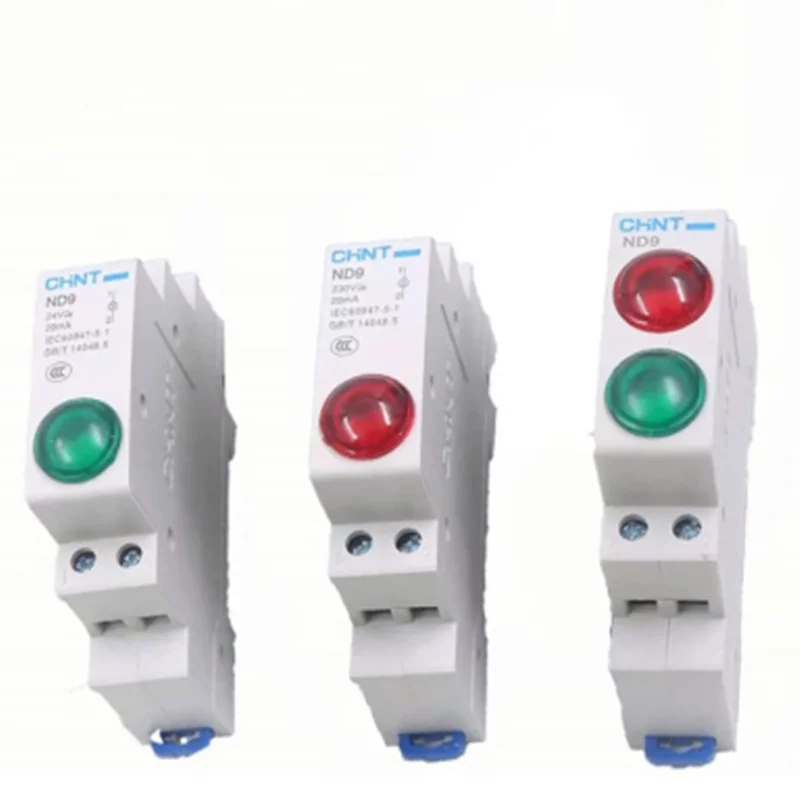 1PC CHINT ND9 PILOT LIGHTS LED RED GREEN AC/DC 24V 230V Modular DIN