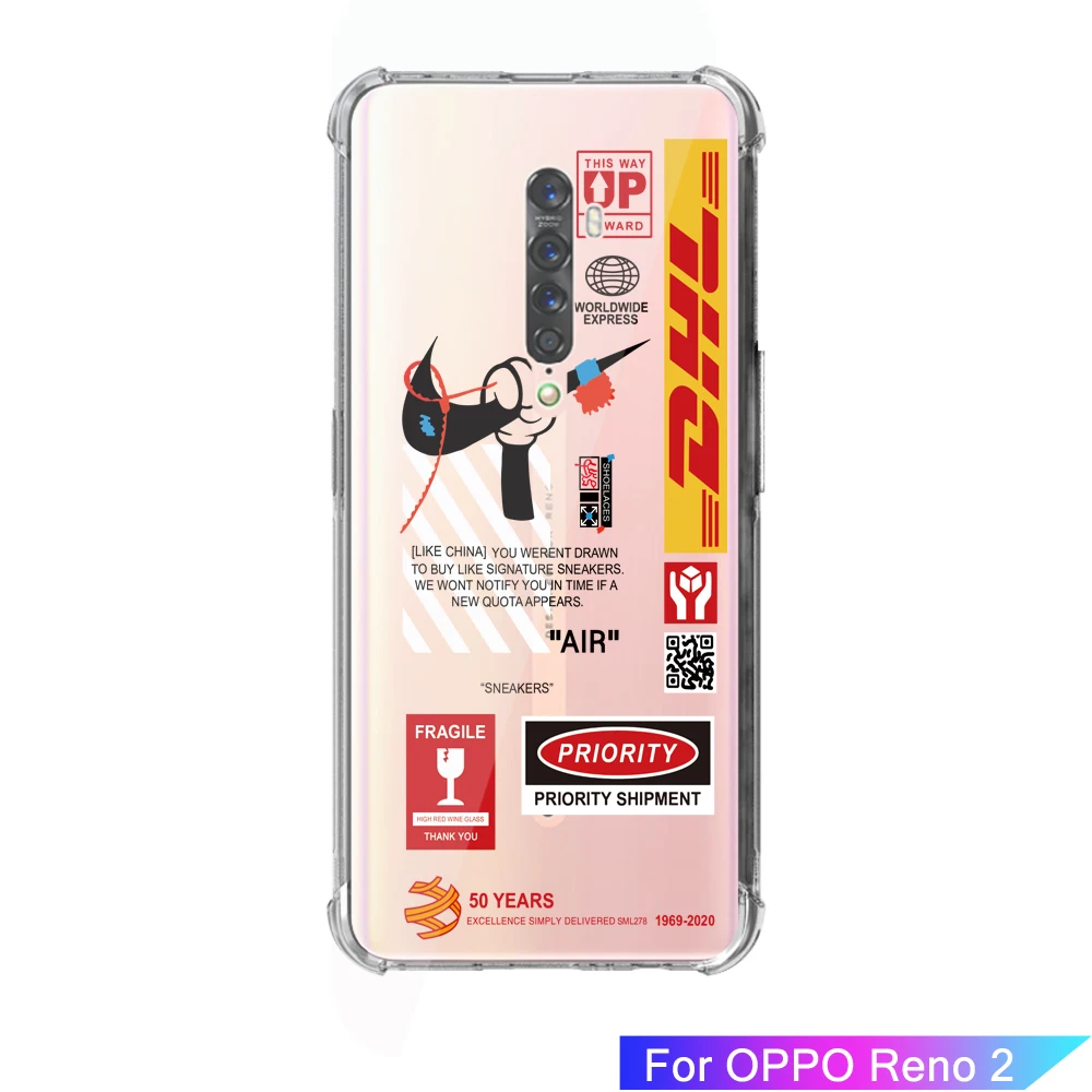 Чехол из ТПУ для OPPO F9 F11 F11Pro Reno2 Модный мягкий ударопрочный чехол с логотипом DHL