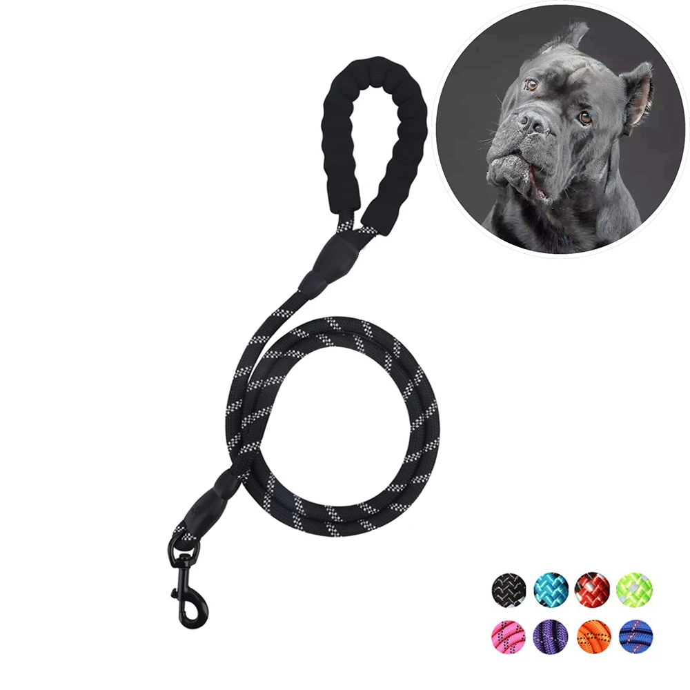 

Medium Large Dog Leash Running Walking Nylon Reflective Pet Accessories Labrador Norwegian Training Sponge Handle Traction Rope
