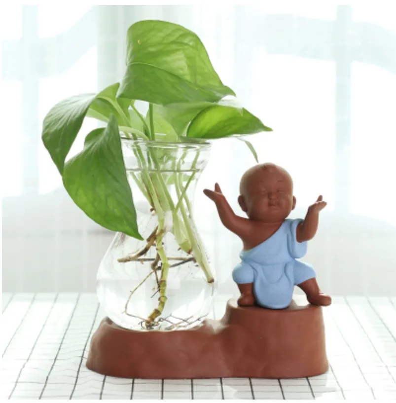 Hydroponic Ceramic Vase Creative Glass Green Radish Transparent Container Water Plant Decoration Home Living Room Decoration