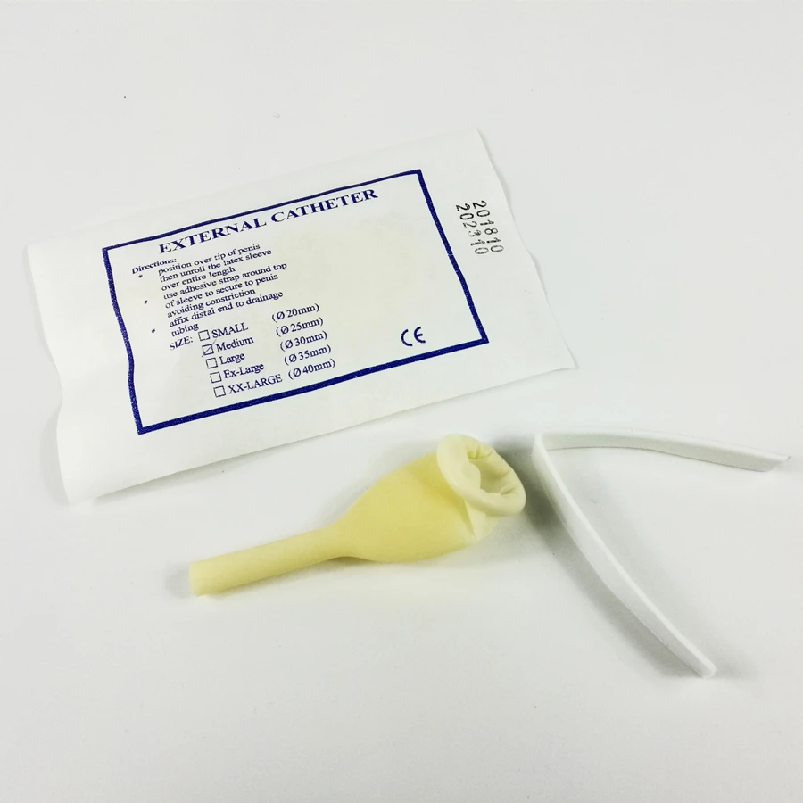 20 pcs 25mm/30mm disposable male latex urinary sleeves incontinence urinary tract paste urine Condom Drainage