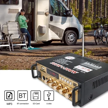 

Mini 2CH HIFI o Stereo Power Amplifier BT FM Radio Portable Car Home 600W Remote Control o Amplifier EU Plug