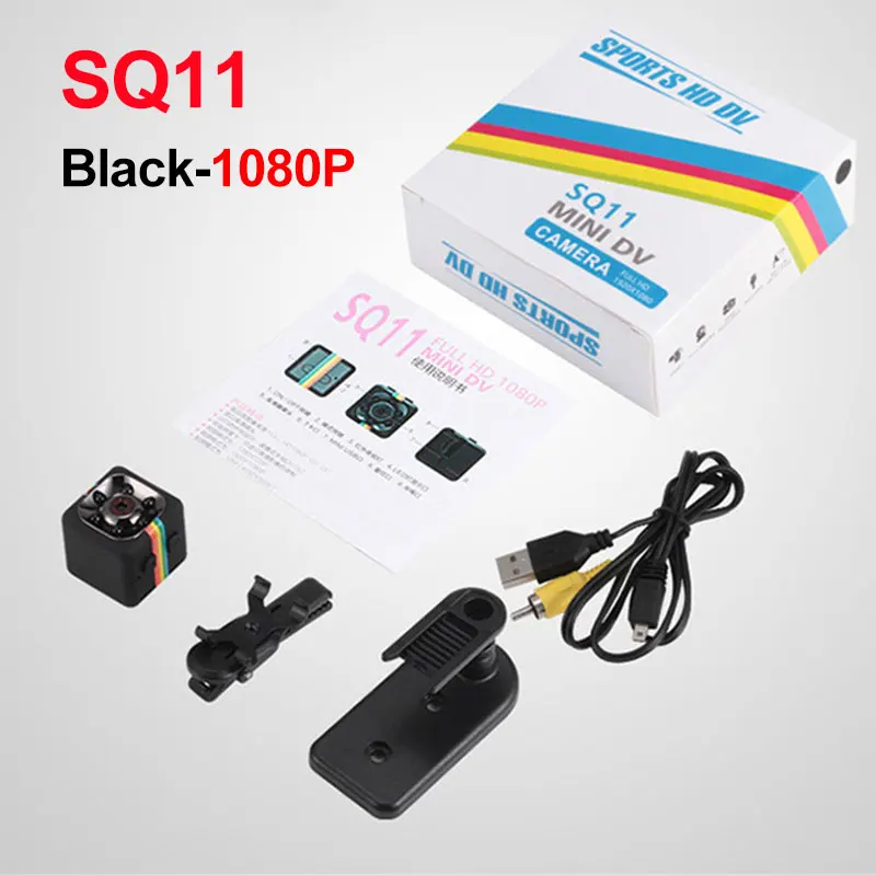 SQ11(1080P)-Black Оригинальная Wi-Fi камера SQ13 SQ23 мини камера SQ12 SQ11 HD 1080P 480P ночное видение видео рекордер Микро камера Поддержка Скрытая TF карта - Цвет: SQ11(1080P)-Black