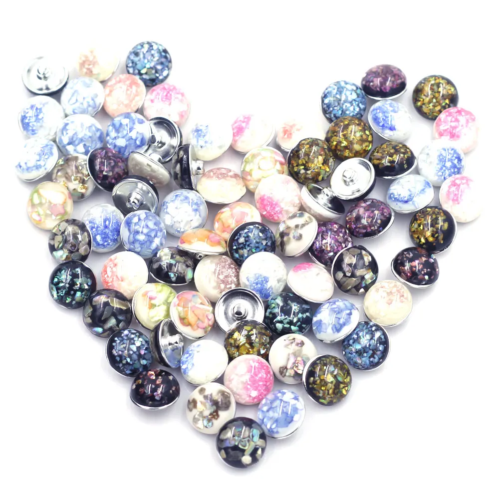 5Pcs Mixed Random Round Shell Resin Snap Buttons Interchangeable Copper Fit Bracelet Jewelry DIY Handmade Making Necklace | Украшения и