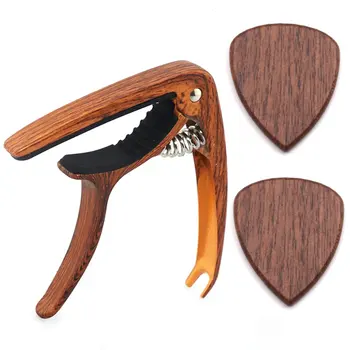 

Guitar Black Walnut Wood Picks Guitar Capo Picks Set Wood Grain Capo Wood Picks Folk Classical Ukulele Capo