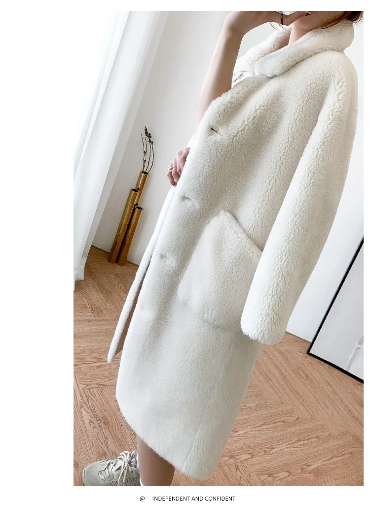 Winter New Women Cashmere Long Coat Elegant Suede Inner Furry Wool Coat Fashion Warm Coat With Pocket Casaco Feminino F22