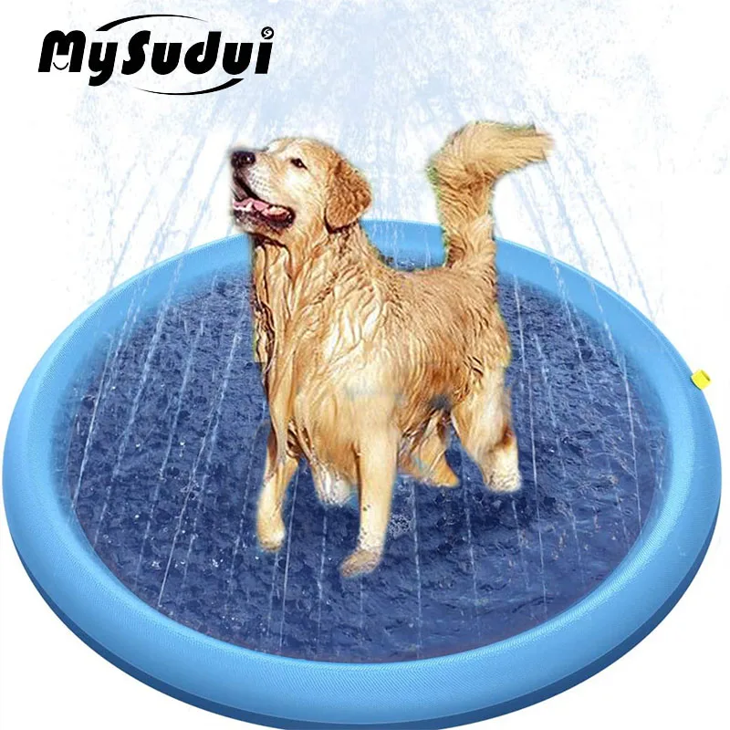 Gran venta MySudui-almohadilla rociadora de agua para mascotas, colchoneta de refrigeración de juego, piscina al aire libre, inflable, bañera para perro, Verano YypbKYbVa