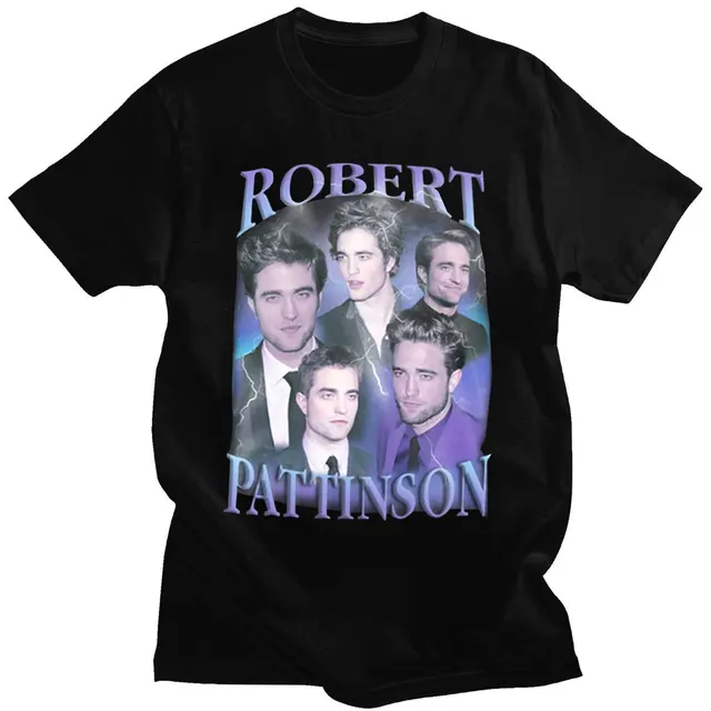 Robert Pattinson 90s Vintage Unisex Black Tshirt Men T Shirt Oversized Graphic T Shirts 100% Cotton T-shirt Man Woman Tees Tops Black 1559