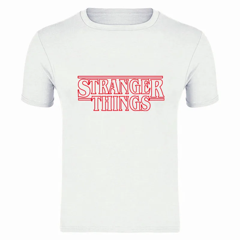 STRANGER THINGS Mens T-Shirts Summer cotton Short Sleeve T Shirts New casual Tee Shirts Male T shirt S-XXXL - Цвет: white